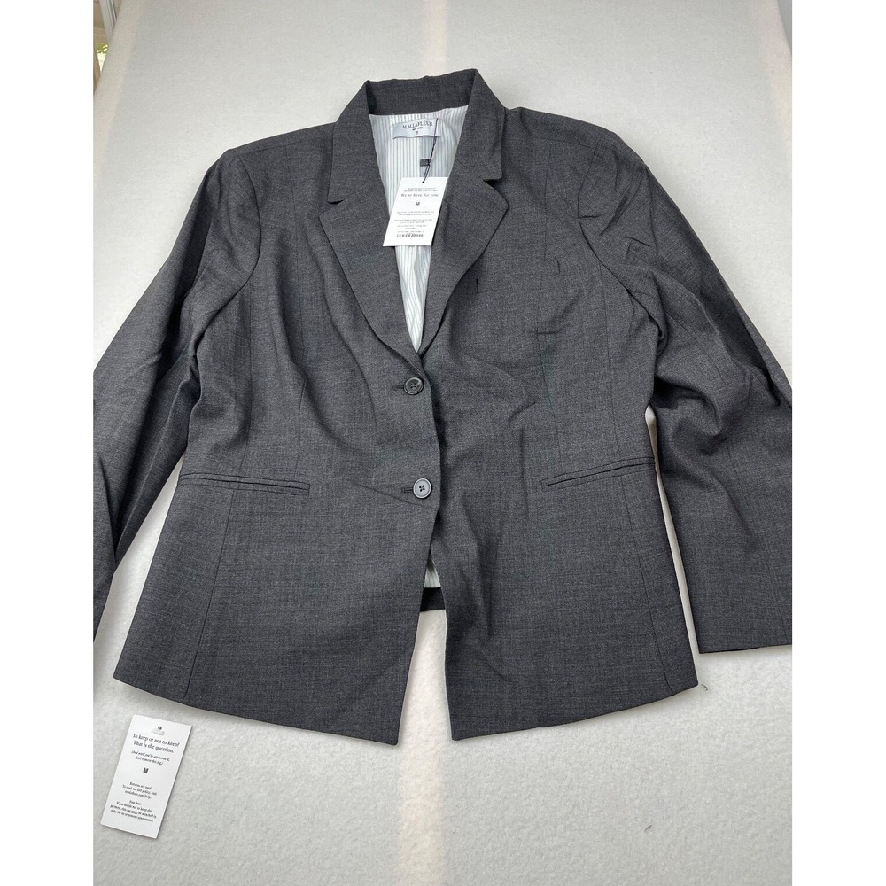 M.M.Lafleur Womens Hoffman Blazer Wool Elastane Gray Two Button Size 16 NWT